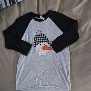 Snowman Raglan Shirt - Black and Gray